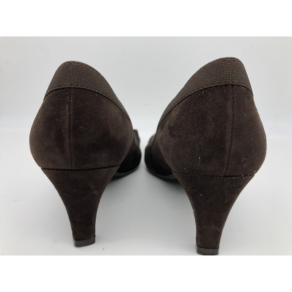 Stuart Weitzman Women's Size‎ 7.5 M Brown Suede Kitten Heels Cross Straps Spain - Picture 9 of 10